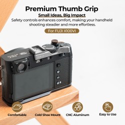 Freewell Fuji X100VI Thumb Grip with Cold Shoe Mount Silver