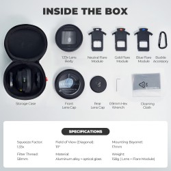 Freewell Steven Divish 1.33x Pro Cine Interchangeable Anamorphic 3-in-1 Lens Kit for iPhone, Samsung, Any Smartphone, (Neutral, Gold, Blue), Compatible with 17mm Mount
