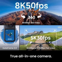 Insta360 X6 Camera, Triple AI Chip, Low Light, Replaceable Lens